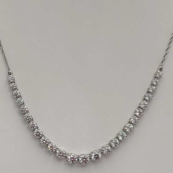 Stunning DIAMONIQUE Graduated Line Necklace  14.00 cttw  Round 100-Facet Stones - Picture 10 of 13